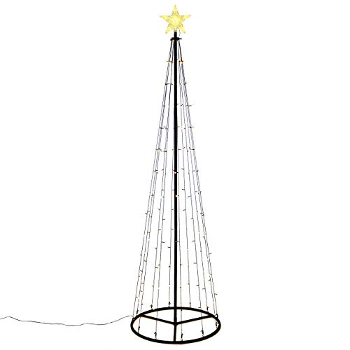 140 LED warm weiß Lichtpyramide mit Leucht-Stern Lichterbaum 240 cm Baum mit Stern Trafo...