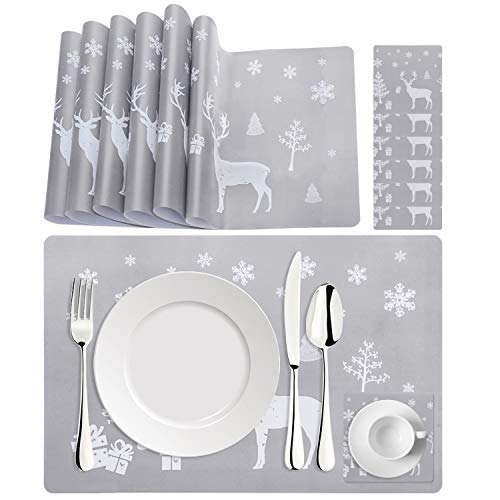 Fansport Telleruntersetzer Platzset Abwischbar ,Weihnachten Tischset Platzset 6Er Set...