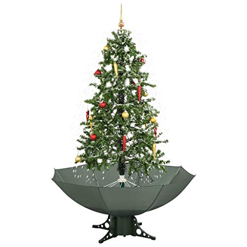 vidaXL Schneiender Weihnachtsbaum mit Schirmfuß Schneefall Kugeln LED-Lampen Tannenbaum...