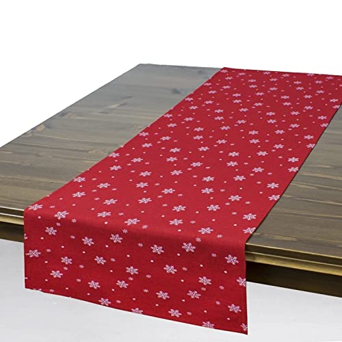 Tischläufer Snow rot, 40x140 cm, Moderne Tischdecke zu Weihnachten