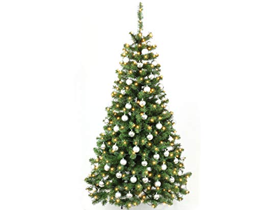 Künstlicher Weihnachtsbaume mit Christbaumkugeln Silber farbig und LED Beleuchtung