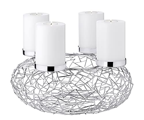 EDZARD Adventskranz Milano, Durchmesser 34 cm, für Kerzen Durchmesser 8 cm, Edelstahl...