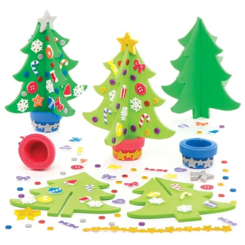 Baker Ross AR802 Weihnachtsbaum-Bastelset für Kinder, Filz, 4 Stück, Sortiert, Mittel