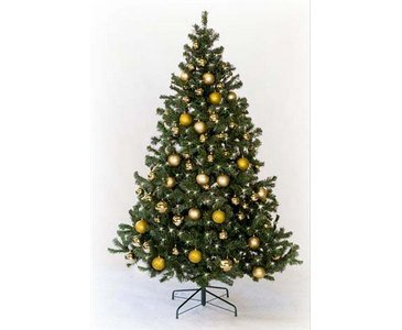 Künstliche Weihnachtsbäume mit vormontierten Christbaumkugeln Gold farbig, Höhe 210cm...