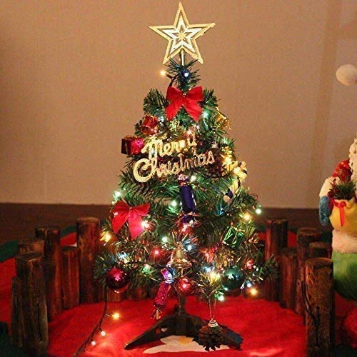 60cm Tisch-Weihnachtsbaum, Künstliche Mini Christmas Pine Tree mit LED-Lichterketten &...
