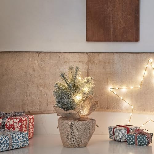 Lights4fun Montreal 8er LED Mini Tannenbaum warmweiß Timer batteriebetrieben...