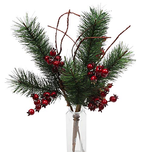 Famibay Künstlich Kiefernzweige Weihnachten Beere Tannenzweigen mit Tannenzapfen...