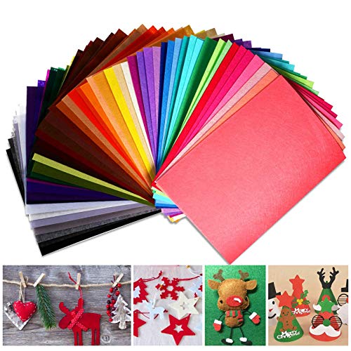 Foonii Filz Stoff 1mm, 50 Farben 20x30cm Hohe Qualität Bastelfilz Farbig Filz Blätter...