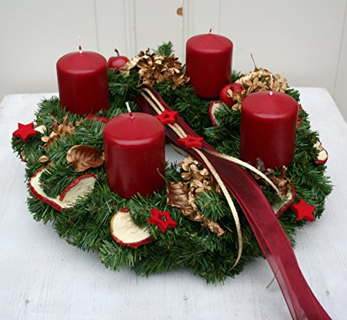 FUPT FRI-Collection Meisterfloristik Adventskranz Weihnachtskranz künstlich mit 4 roten...