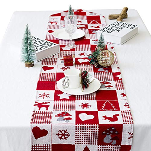 Joyibay Weihnachten Tischläufer, Rot Weihnachten Tischdecke Abwaschbar Esstisch Läufer...