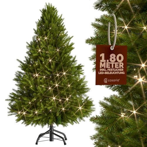 CASARIA® Weihnachtsbaum künstlich 180cm mit Lichterkette 120 LED warm weiß inkl....