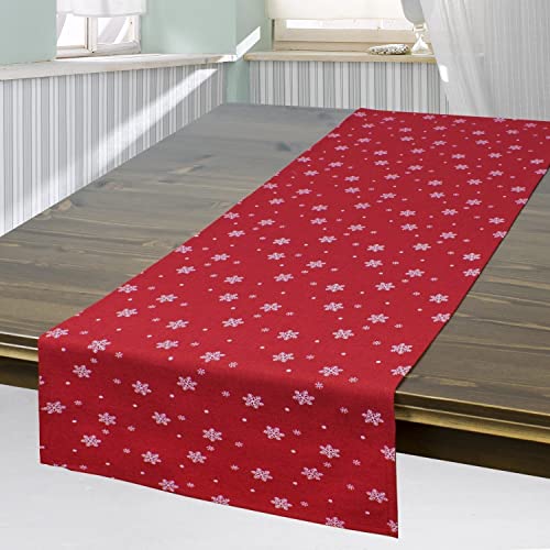 Tischläufer Snow rot, 40x140 cm, Moderne Tischdecke zu Weihnachten