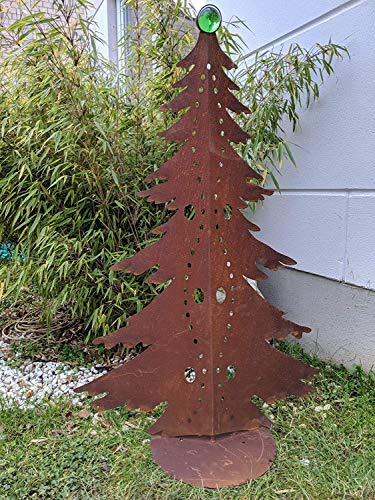 Edelrost Garten Weihnachtsdekoration mit Glaskugel Glasdeko Weihnachtsbaum Dekobaum aus...