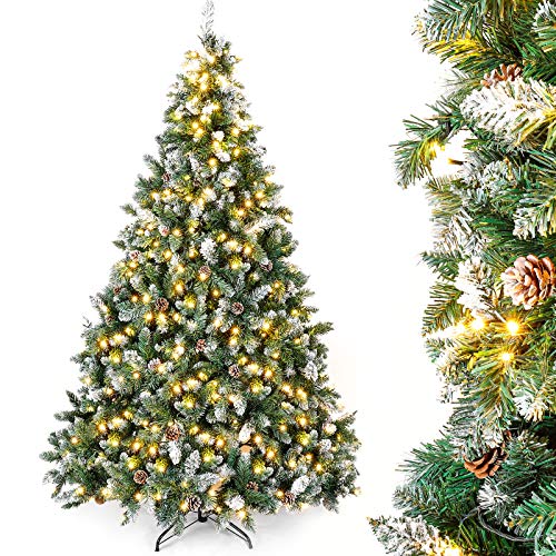 Yorbay künstlicher Weihnachtsbaum mit Beleuchtung weiß Schnee LED Tannenbaum für...