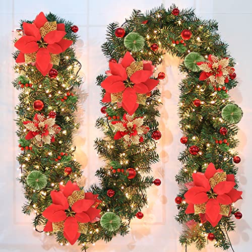 Bcamelys Weihnachtsgirlande mit Beleuchtung, 270 cm 40 LED warmweiß Weihnachtsgirlande...