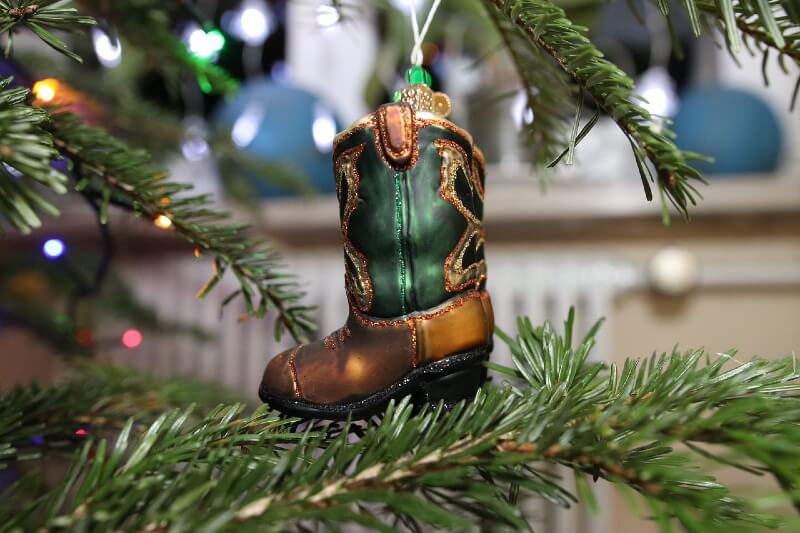 Amerikanischer Weihnachtsbaum Cowboy Stiefel Dekoration