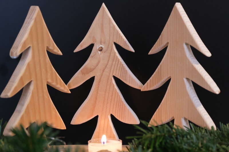 Holz Weihnachtsbaum klein mit Teelicht